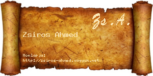 Zsiros Ahmed névjegykártya
